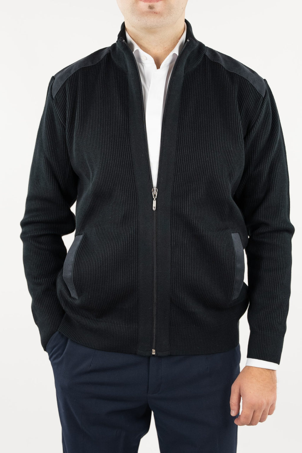 (product) Jachetă Neagră tricotată cu fermoar JTR001