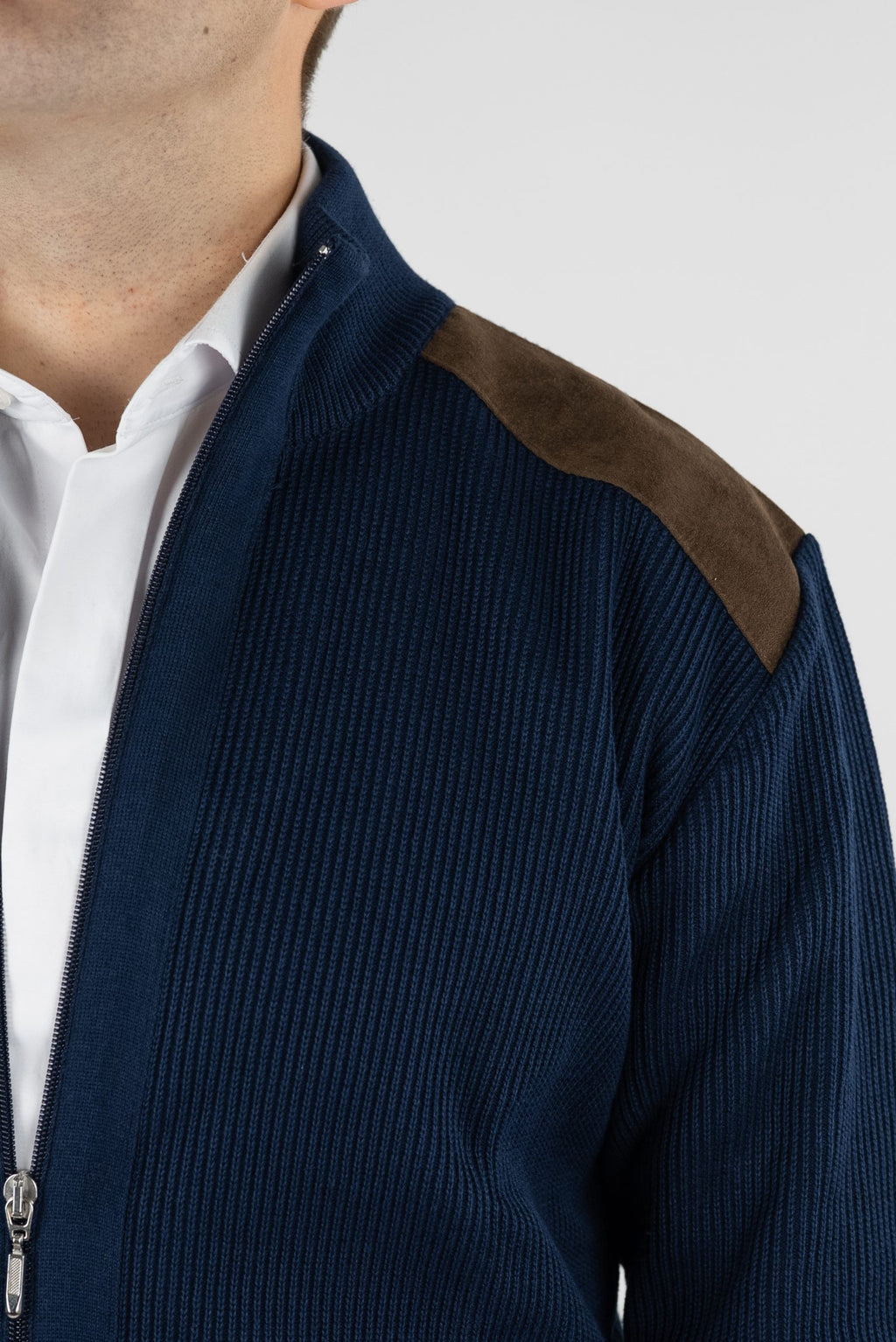 (product) Jachetă Bleumarin tricotată cu fermoar JTR002