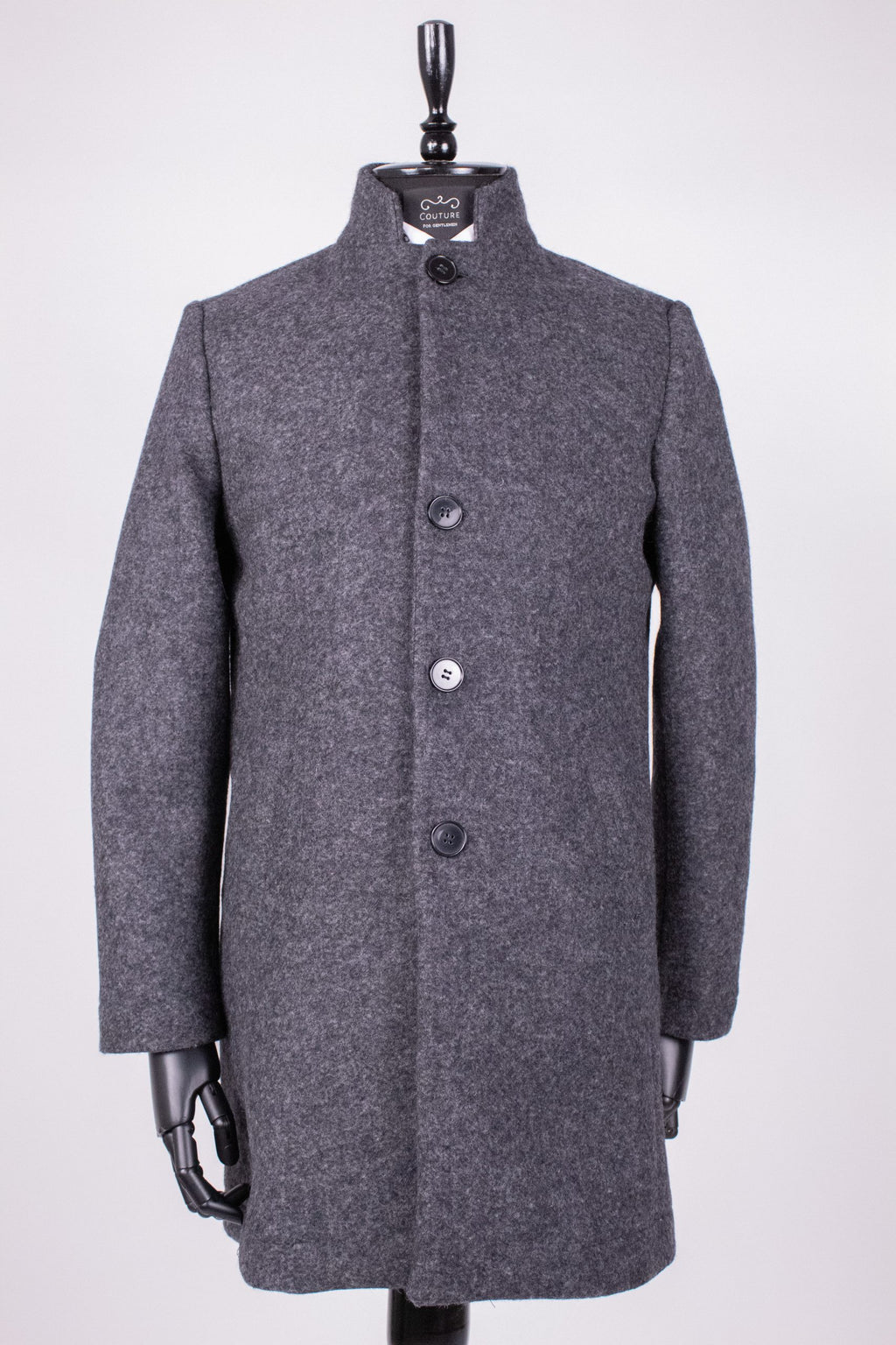 Dark gray men's parka coat from CoutureForGentlemen, featuring a stylish and warm outerwear design.