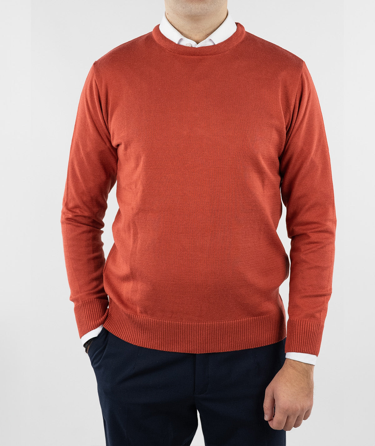 (product) Pulover Barbati Teracota Guler Baza PLV005