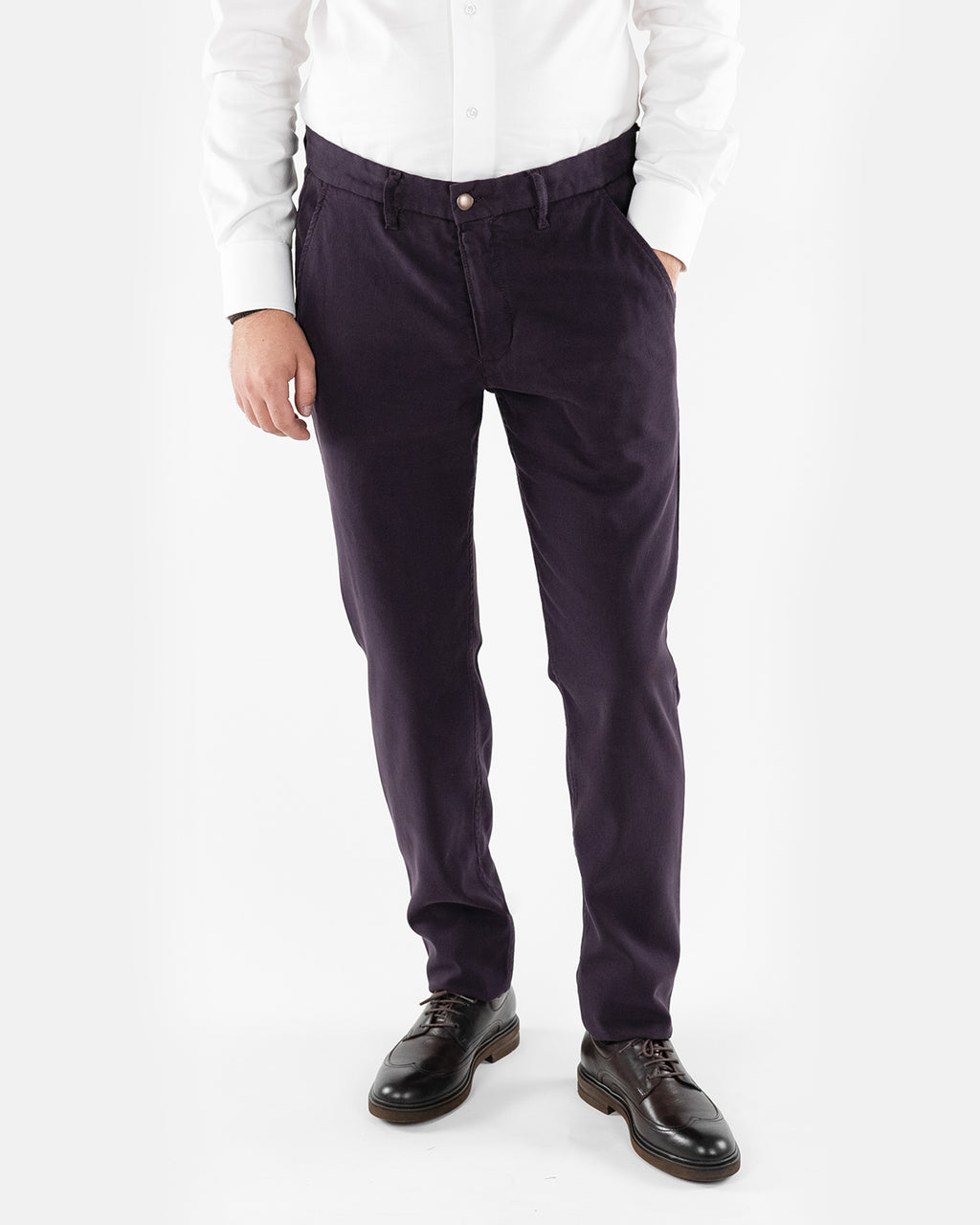 (product) Pantalon Barbati Smart-Casual Raiat Violet Inchis Tesatura By NTB PSMR014