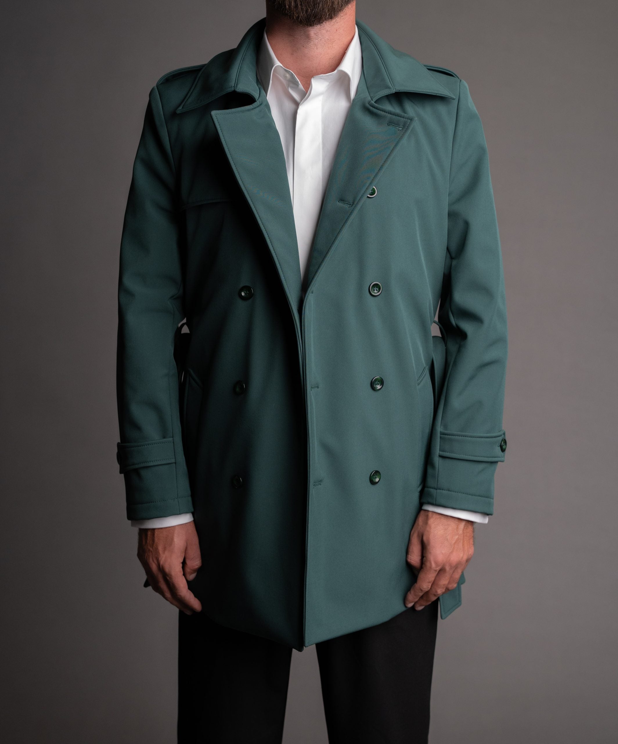 2 in 1 Geaca tip Trench verde imperial impermeabil toamna iarna