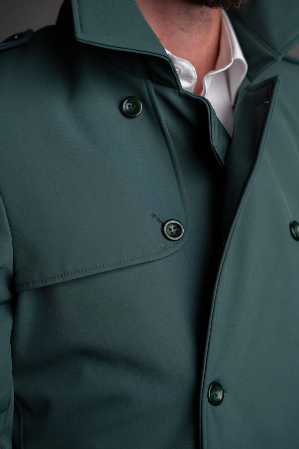 2 in 1 Geaca tip Trench verde imperial impermeabil toamna iarna