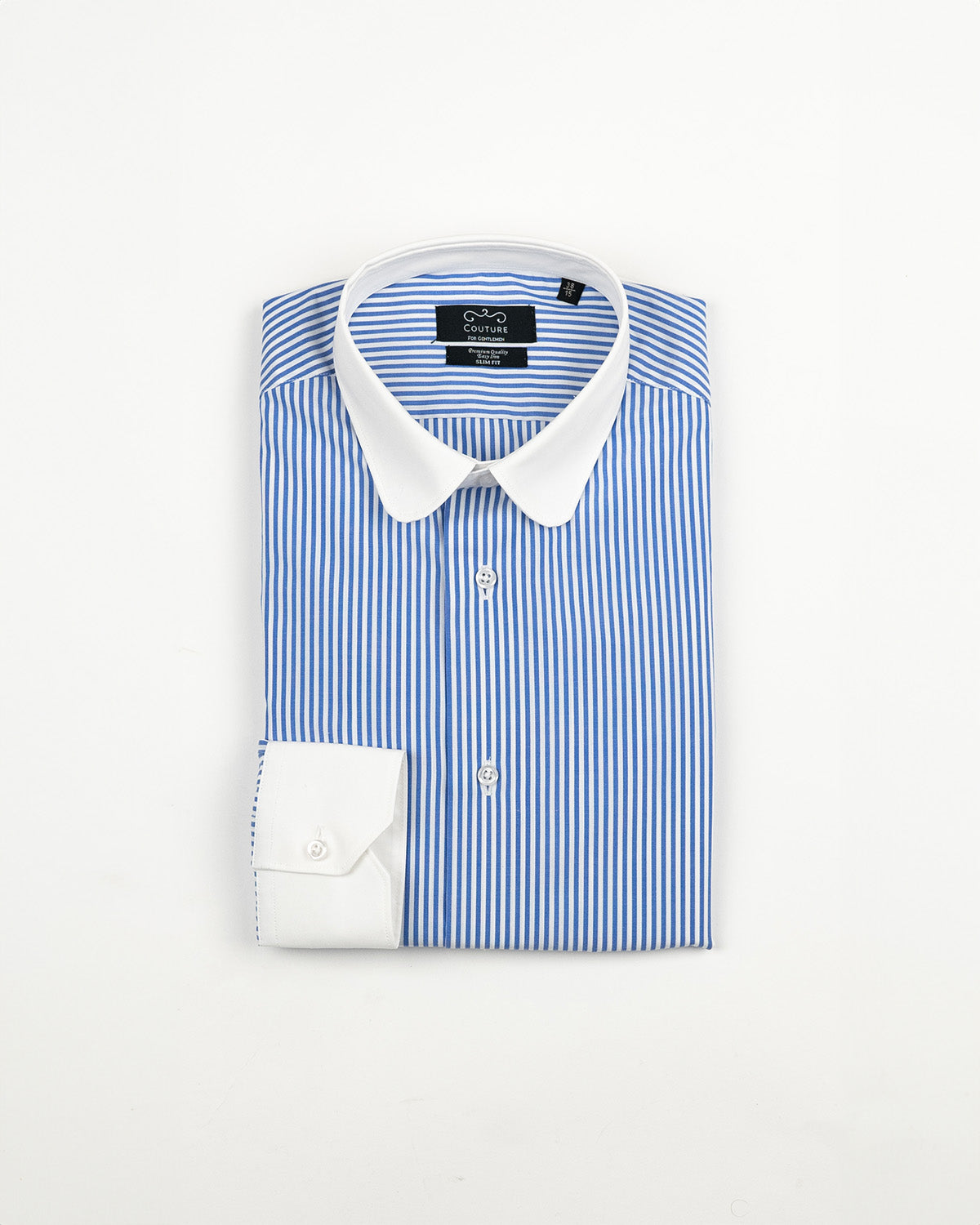 (product) Camasa barbati bumbac in dungi bleu guler ”Club” slim fit easy iron Cms06bl-ei