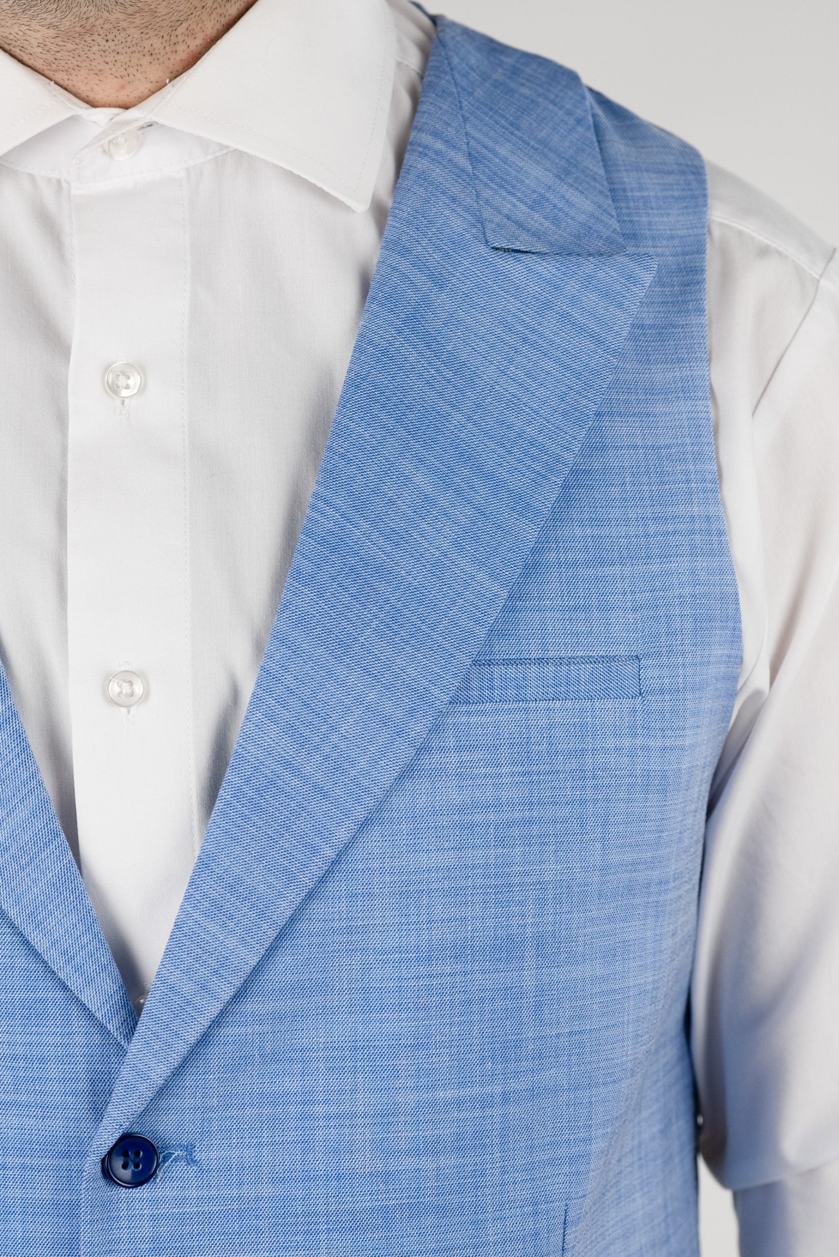 (product) Vesta Barbati un rand de nasturi Rever Ascutit  Albastru Baby Blue Vs1rabb