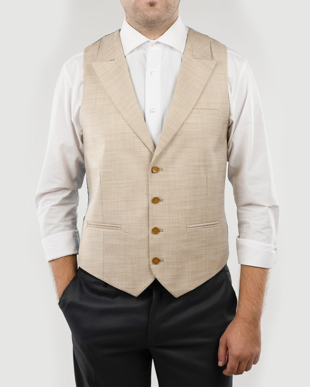 (product) Vesta Barbati un rand de nasturi Rever Ascutit  Bej Vs1rabj