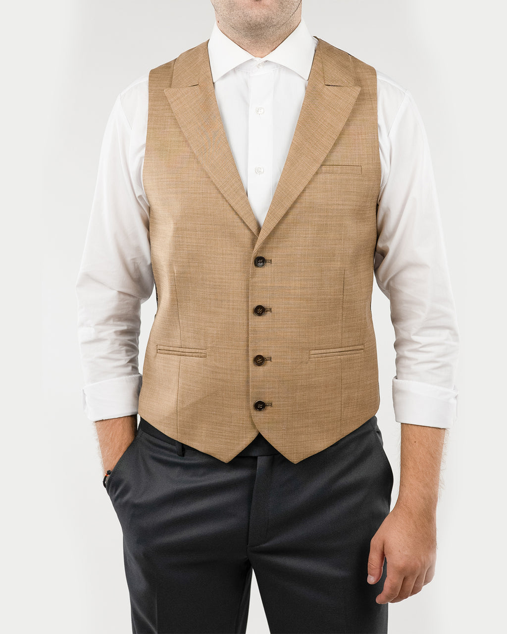 (product) Vesta Barbati un rand de nasturi Rever Ascutit  Bej Capuccino, Vs1rabjc