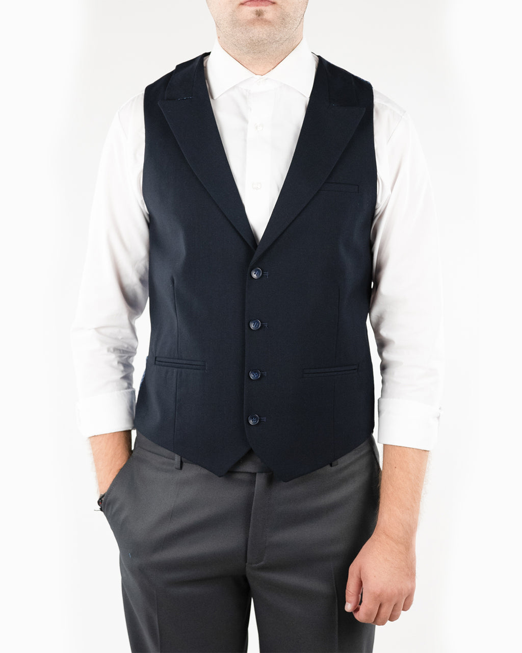 (product) Vesta Barbati un rand de nasturi Rever Ascutit  Bleumarin Vs1rabl