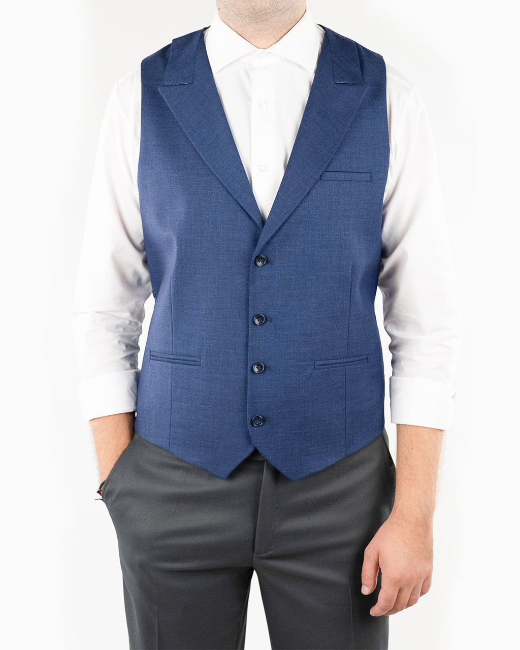 (product) Vesta Barbati un rand de nasturi Rever Ascutit  Bleumarin Texturat,  Vs1rabltx