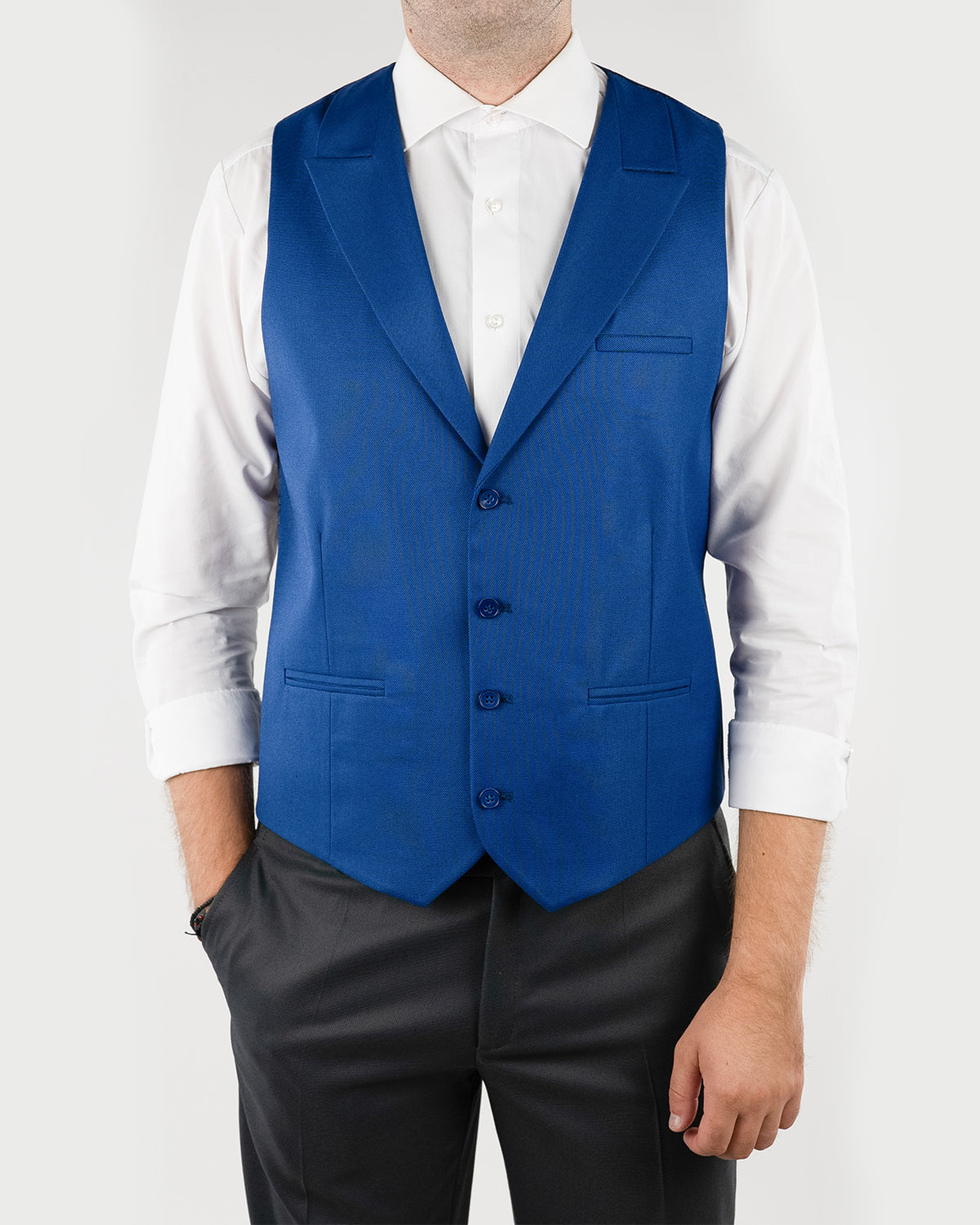 (product) Vesta Barbati un rand de nasturi Rever Ascutit Albastra Vs1ral