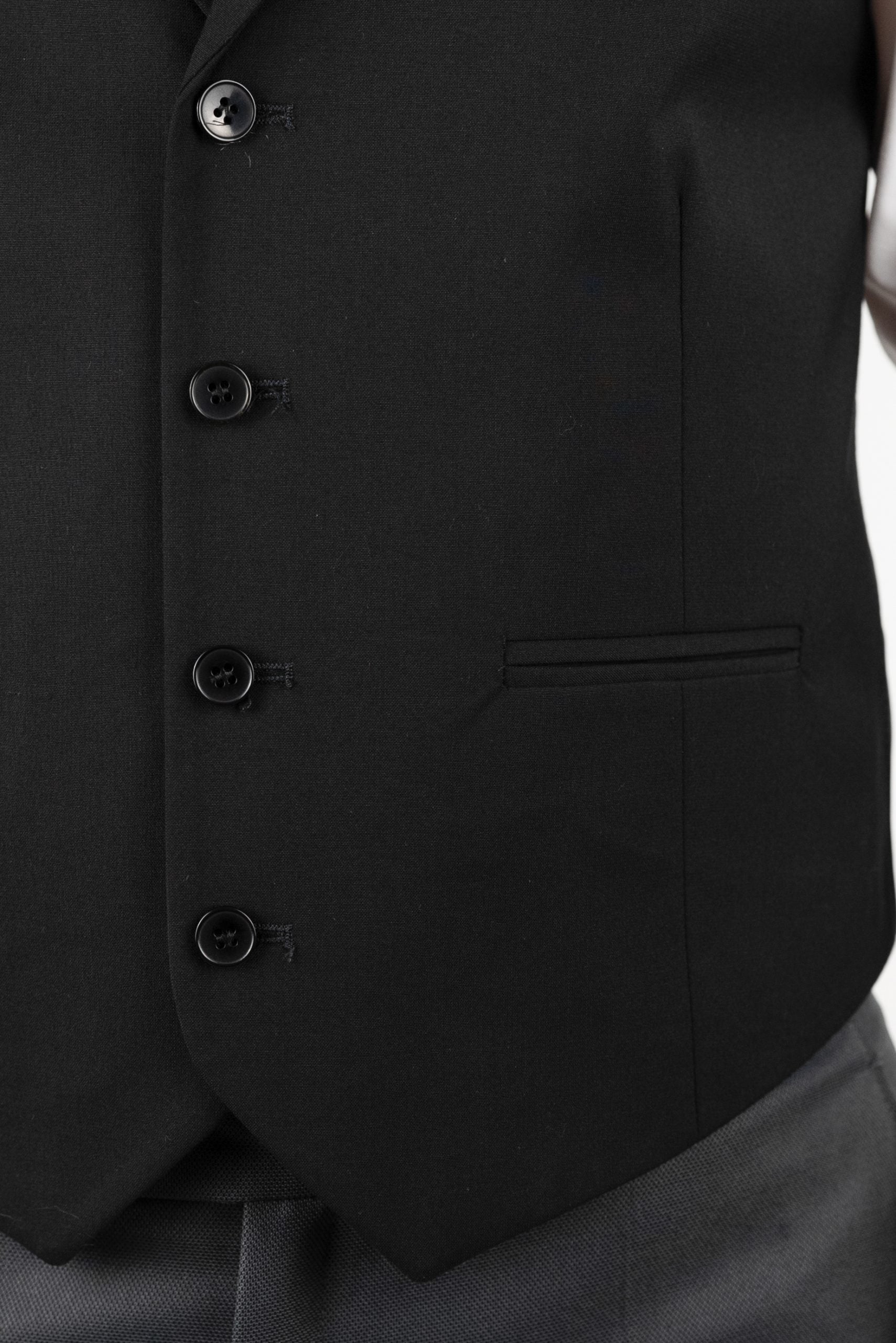 (product) Vesta Barbati un rand de nasturi Rever Ascutit Neagra Vs1ran