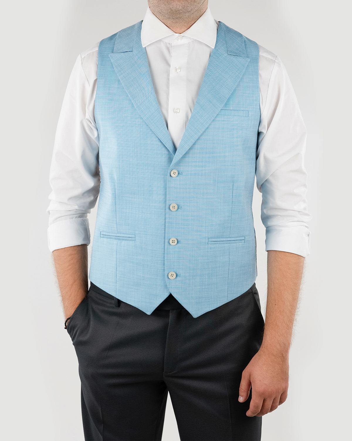 (product) Vesta Barbati un rand de nasturi Rever Ascutit  Turcoaz, Vs1ratz