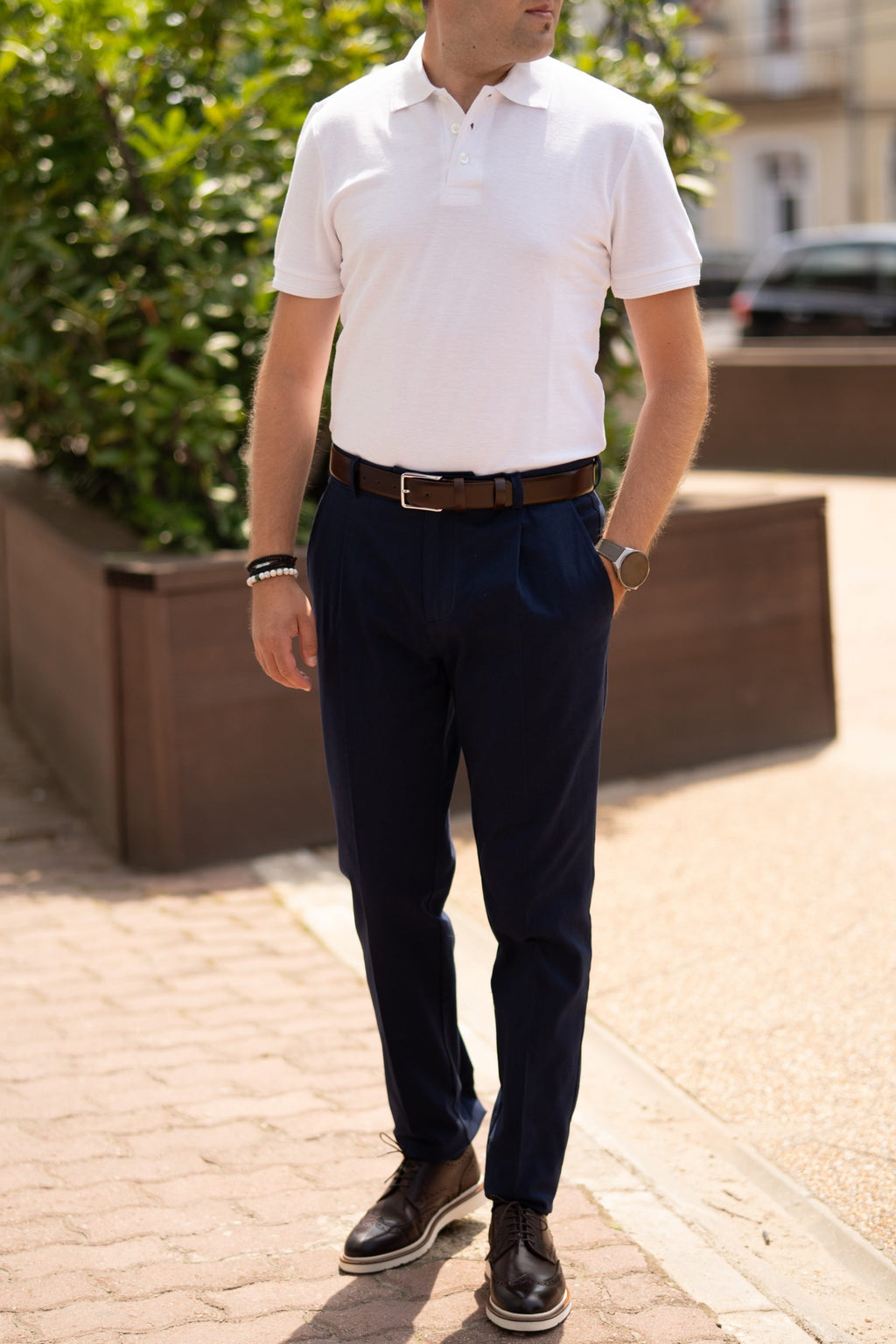 Tinuta de vara tricou polo pantaloni bleumarin CFGTV014