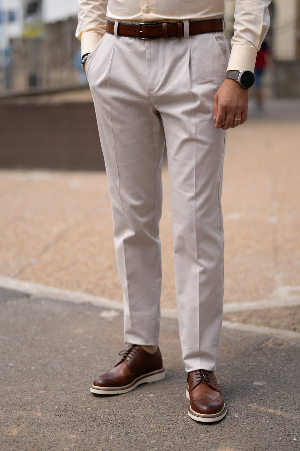 Pantaloni din bumbac gri deschis