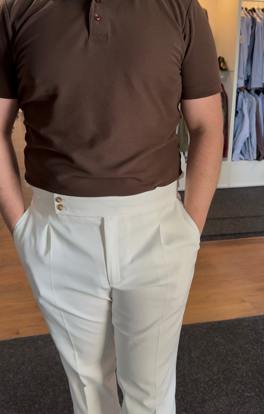 Italian Style White Gurkha Pants CFGK020