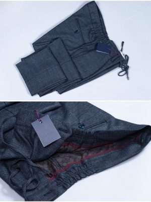 Pantaloni chino gri închis în carouri, model slim, Ctrpcse002