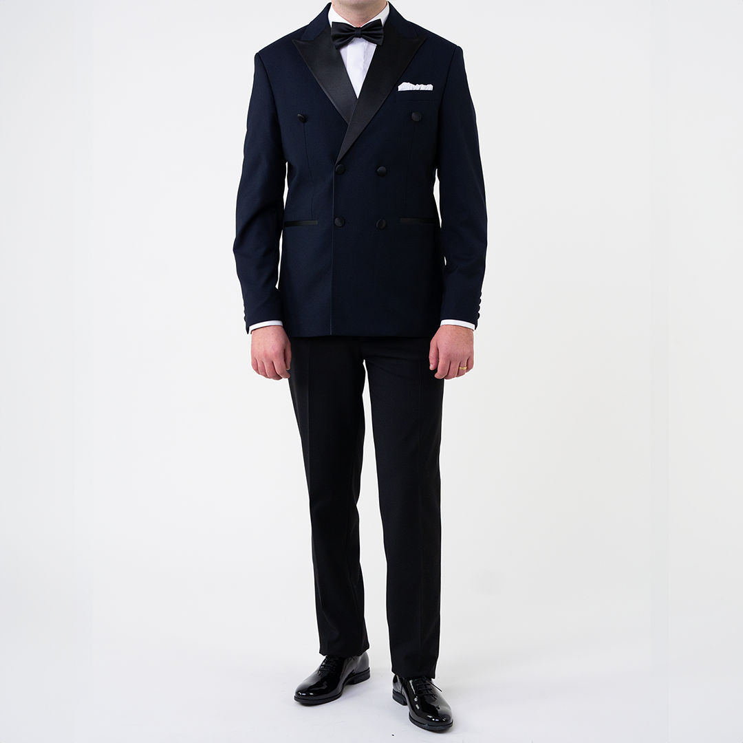 Costum barbati ceremonie bleumarin doua randuri de nasturi tailored fit cfg346 - 46