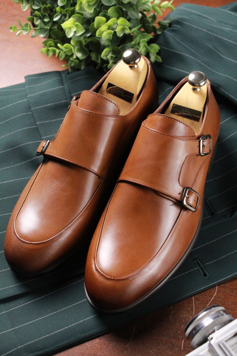 (product) Pantofi Bărbați cu catarame, din piele naturală, Cognac Box, Cfgp576cb