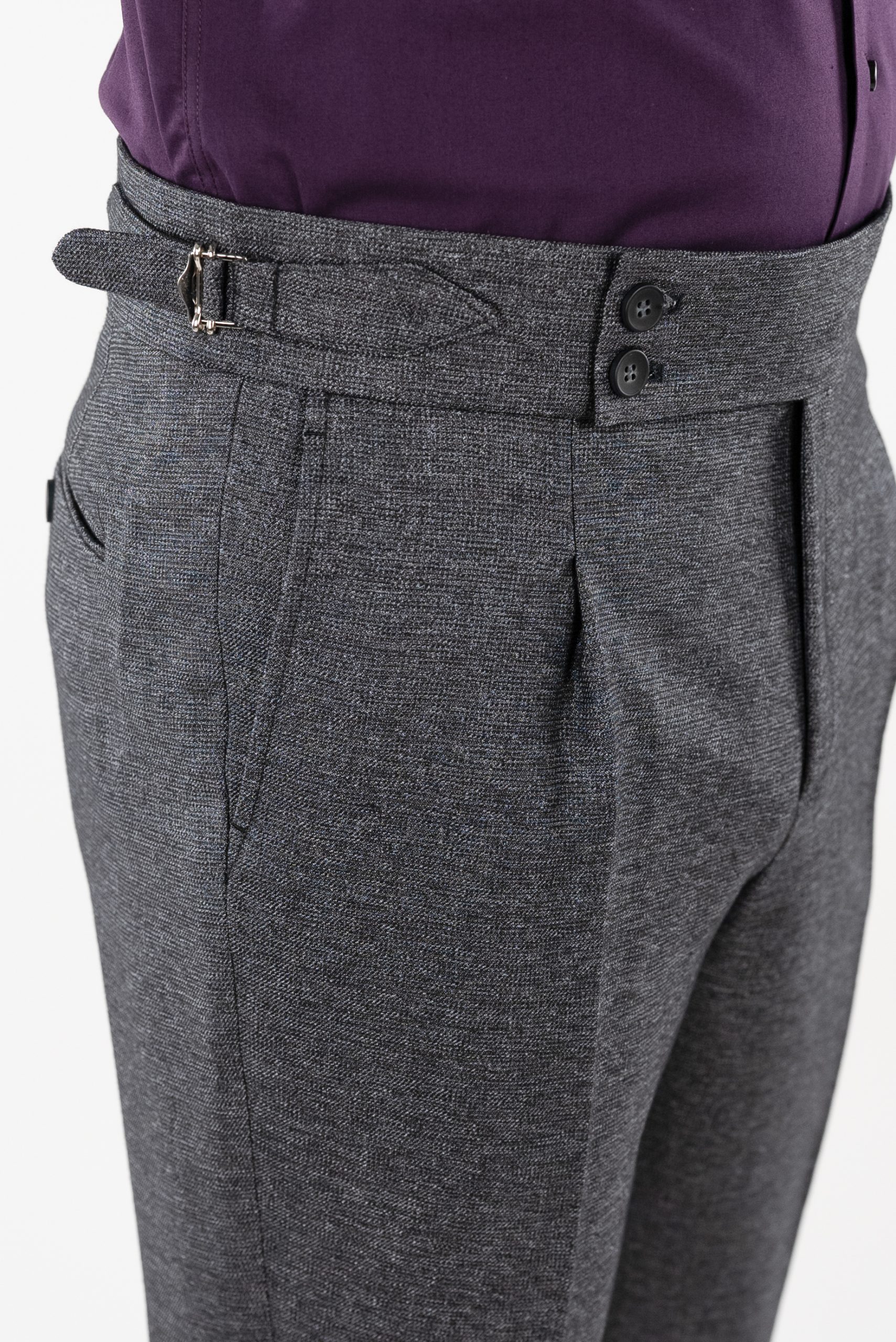 Pantalon Barbati Gri Antracit cu Texturi Model Gurkha Tailored Fit CFGP002 - 48
