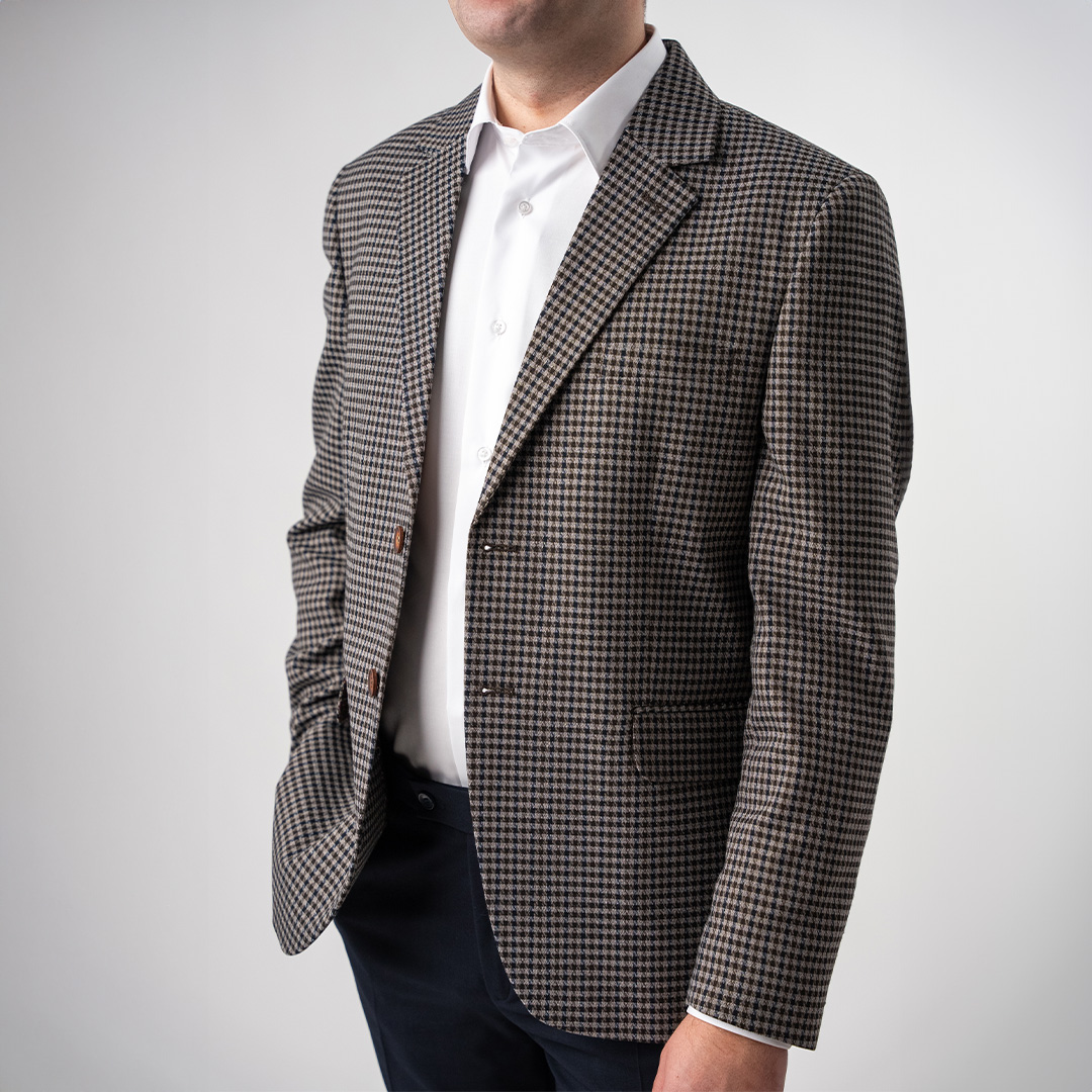Sacou barbati caroiaj maro albastru tailored fit cfgs014 - 46