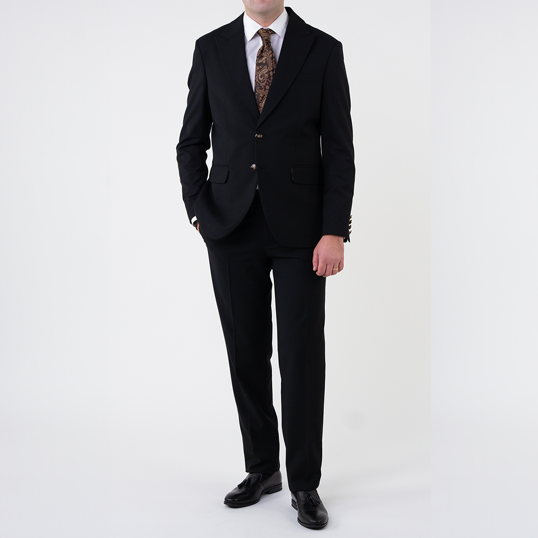 Costum barbati negru nasturi aurii tailored fit cfg300a - 46